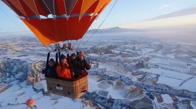 Drift in a Hot Air Balloon Over Cappadocia’s Winter Scenery